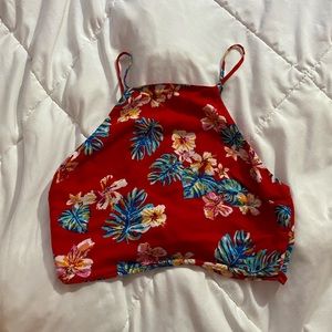 Floral Halter Tie Back Tank